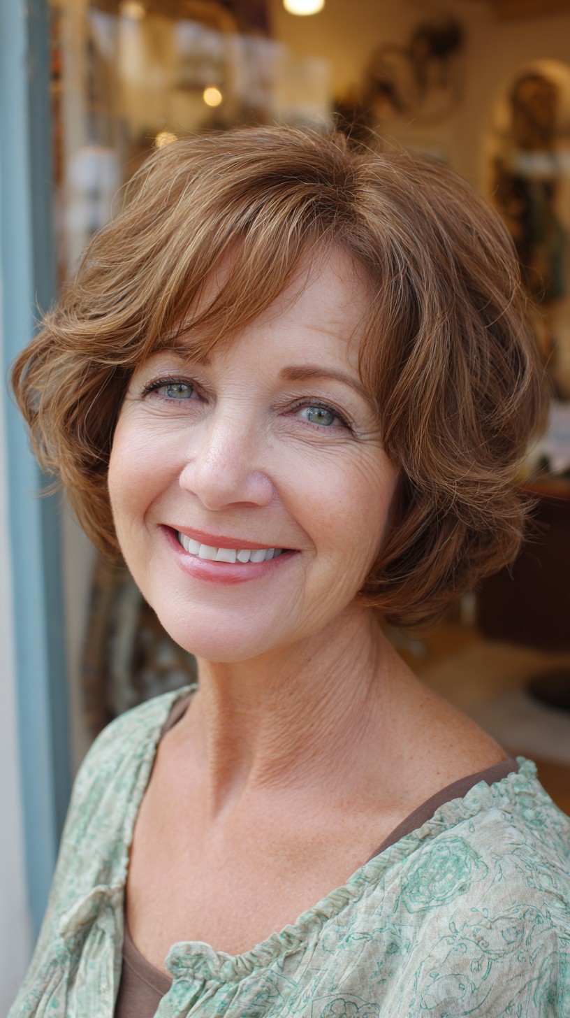 Draped Stacked Bob with Side-Swept Fringe