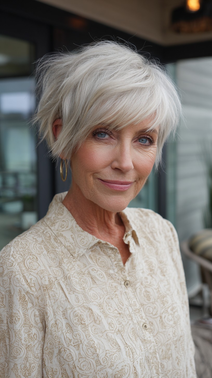 Feathered Platinum Pixie-Bob with Side-Swept Micro-Bangs
