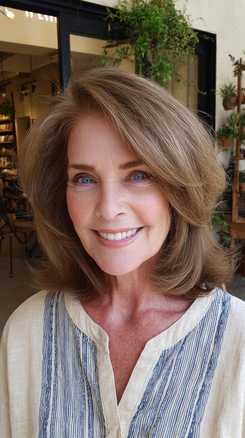 Feathered Shoulder-Grazing Lob with Lifted Crown and Root Blend