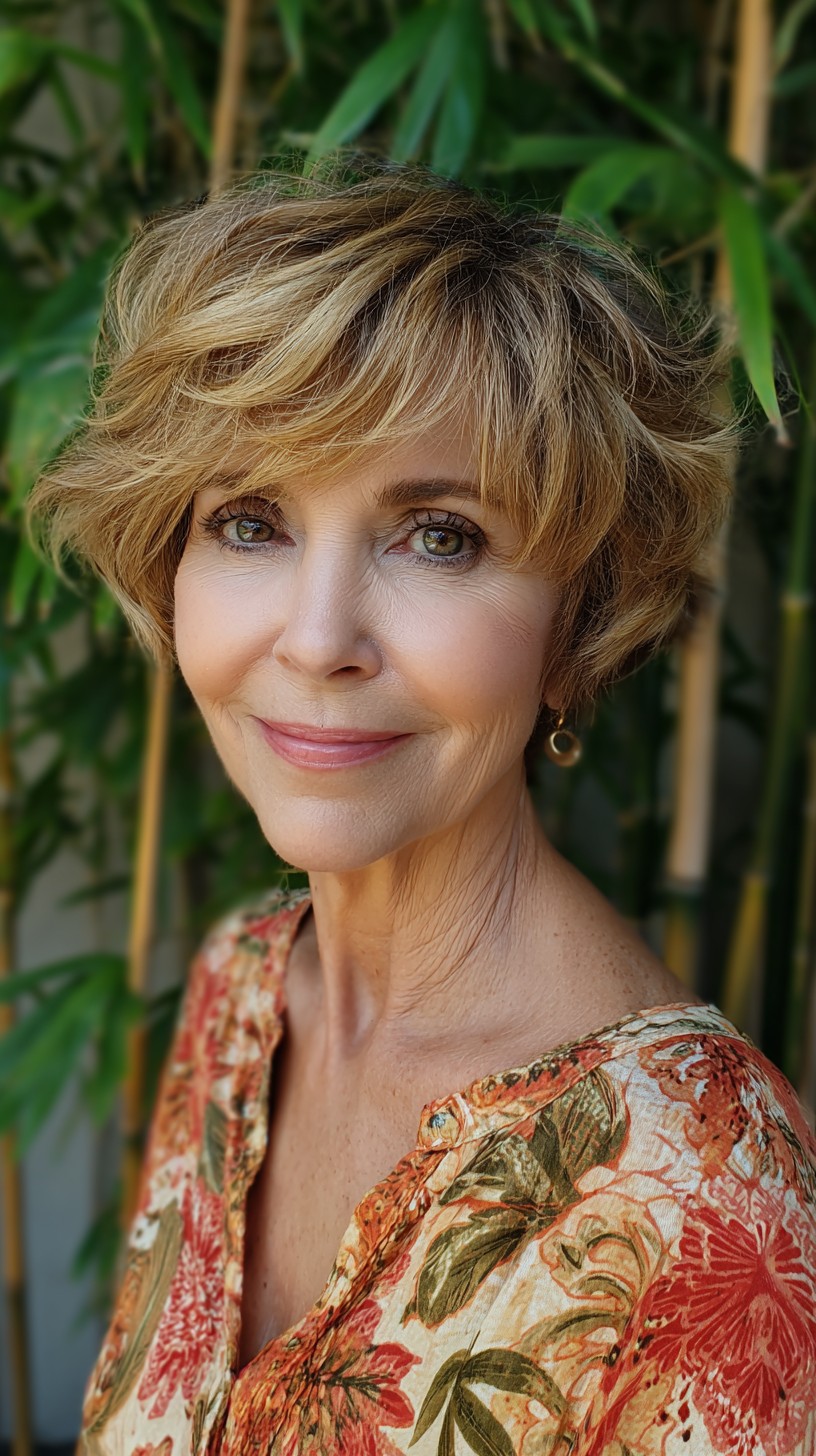 Relaxed Feathered Pixie-Bob with Face-Framing Layers