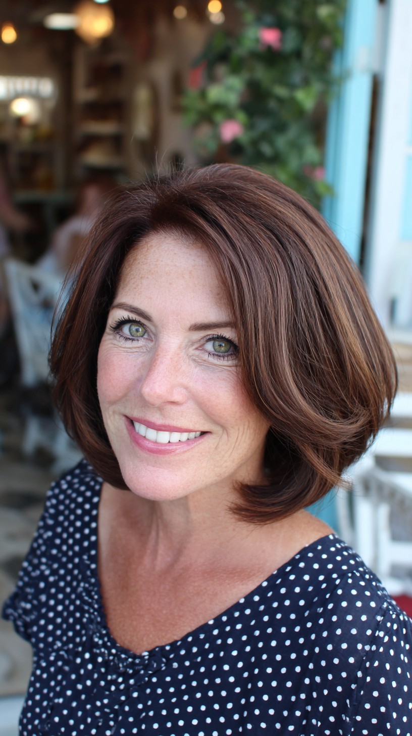 Root-Lifted Draped Chin-Length Bob with Soft Face-Framing