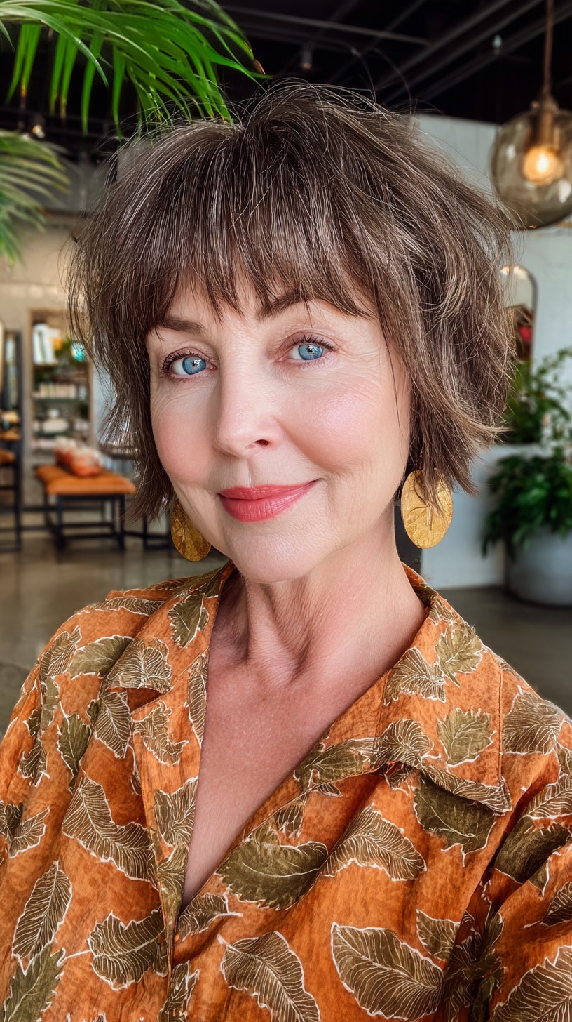 Short Layered French Bob with Wispy Micro-Fringe and Crown Lift