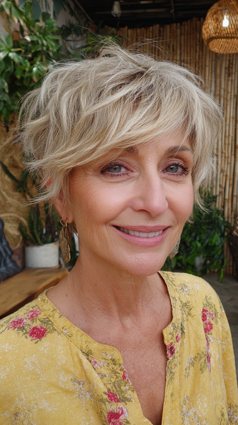 Short Shaggy Silver Pixie-Bob with Side-Swept Fringe