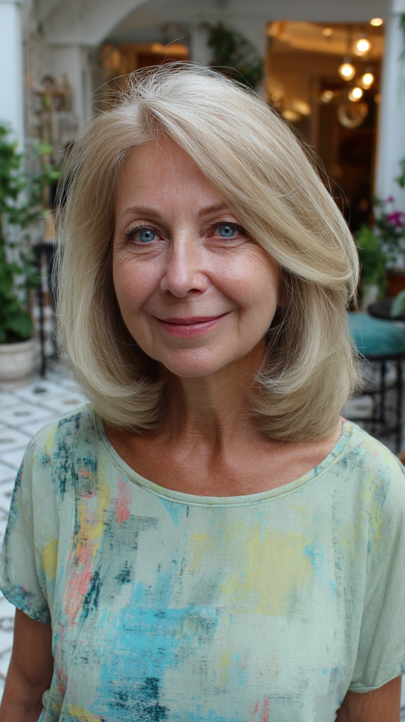 Soft Champagne-Blonde Shoulder-Grazing Lob with Feathered Interior