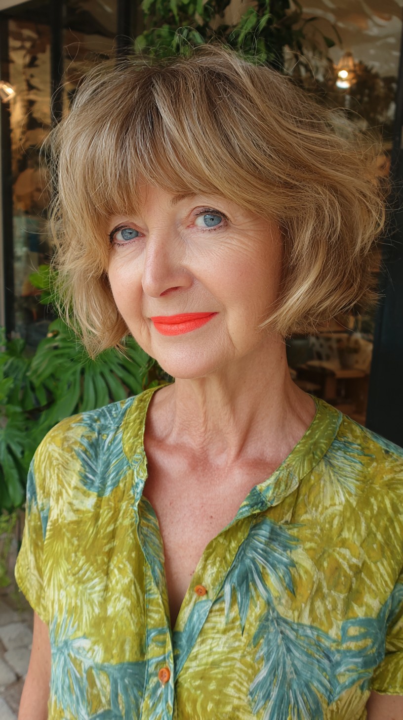 Soft Layered Chin-Length French Bob with Rounded Micro-Fringe
