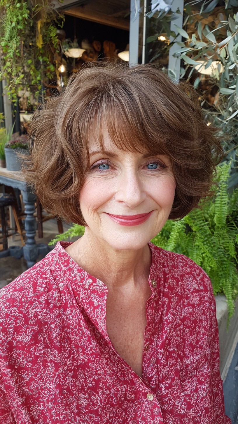 Soft Radial Layered Chin-Length Bob with Subtle Root Shadow