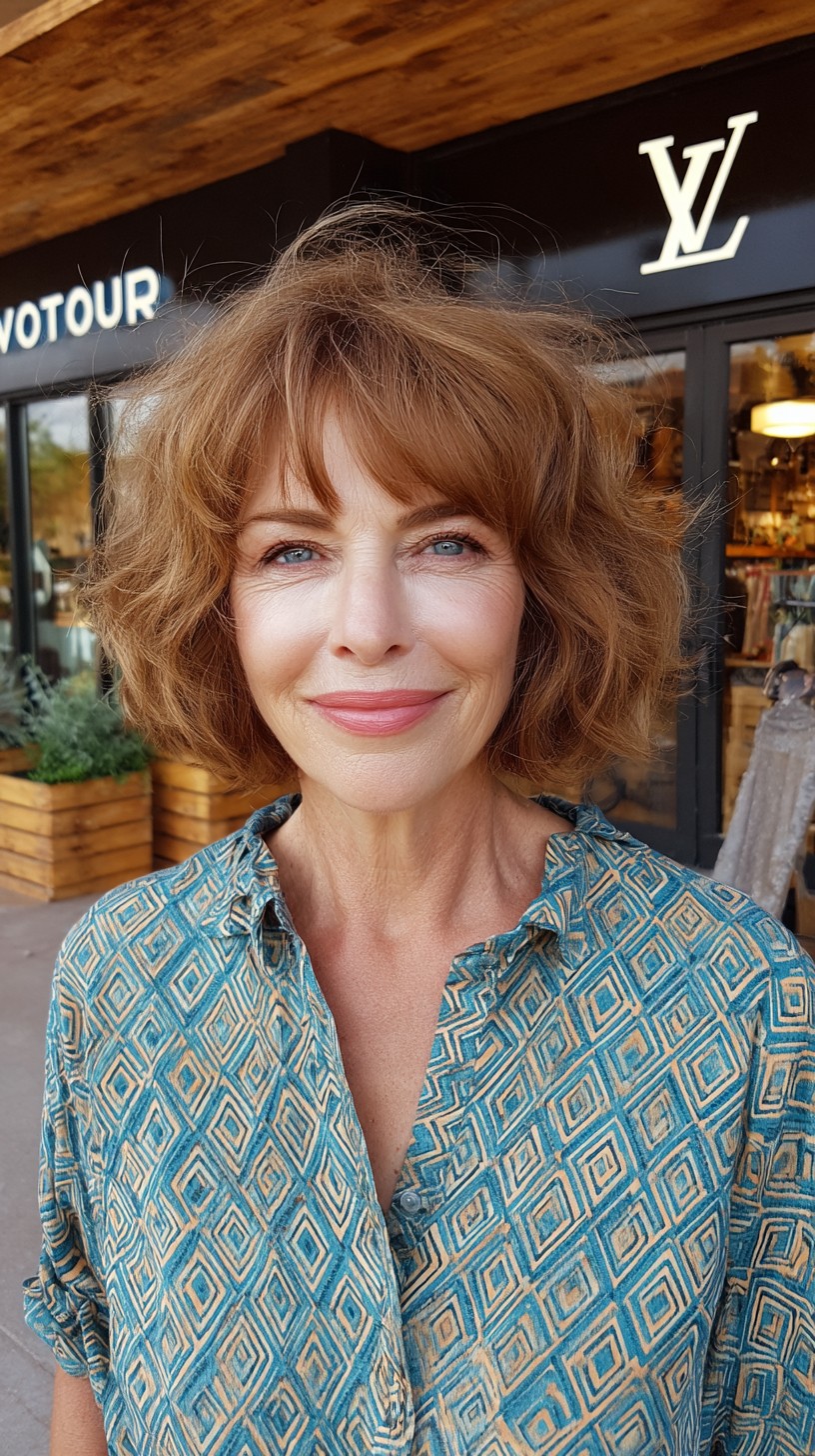 Soft Rounded Chin-Length Bob with Lifted Crown and Wispy Mini Fringe