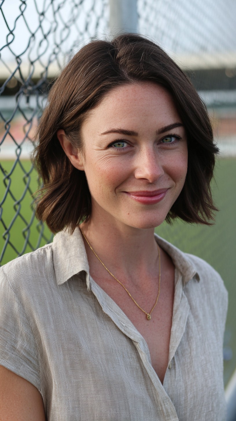 Soft Textured Chin-Length Lob with Subtle Crown Lift