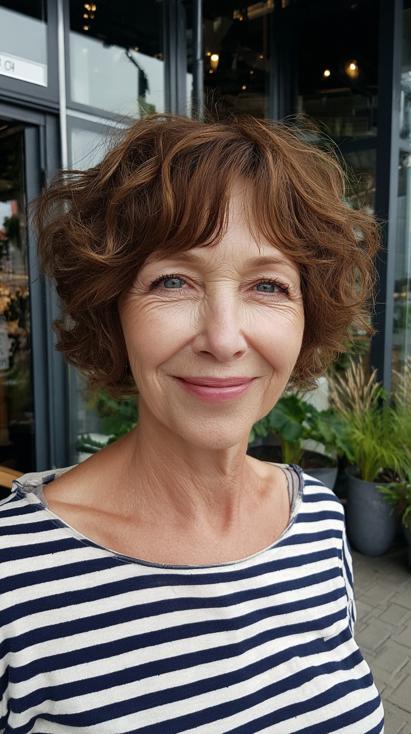 Textured Chestnut French Bob with Soft Micro-Fringe