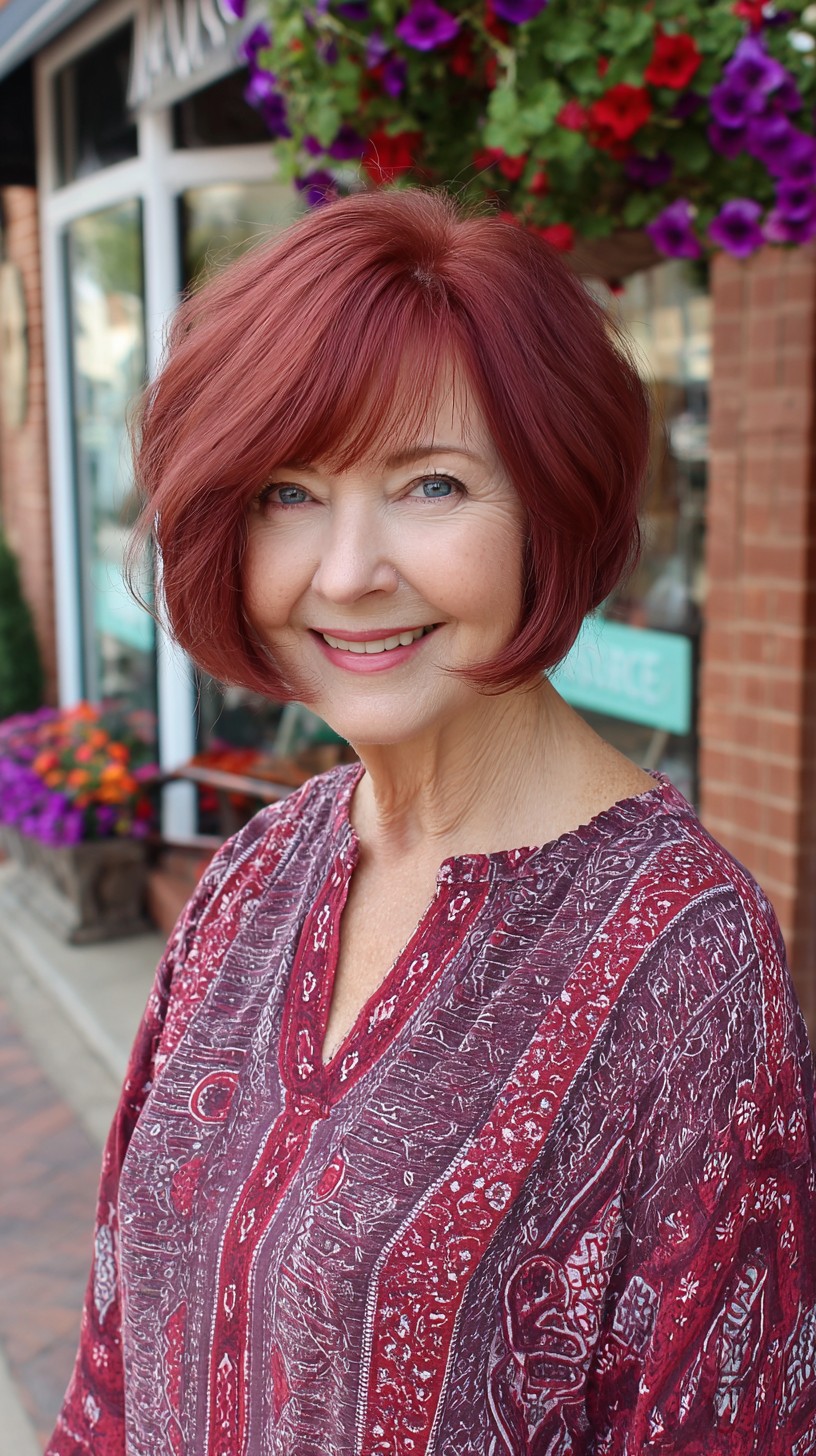 Warm Copper Rounded Draped Bob with Interior Graduation