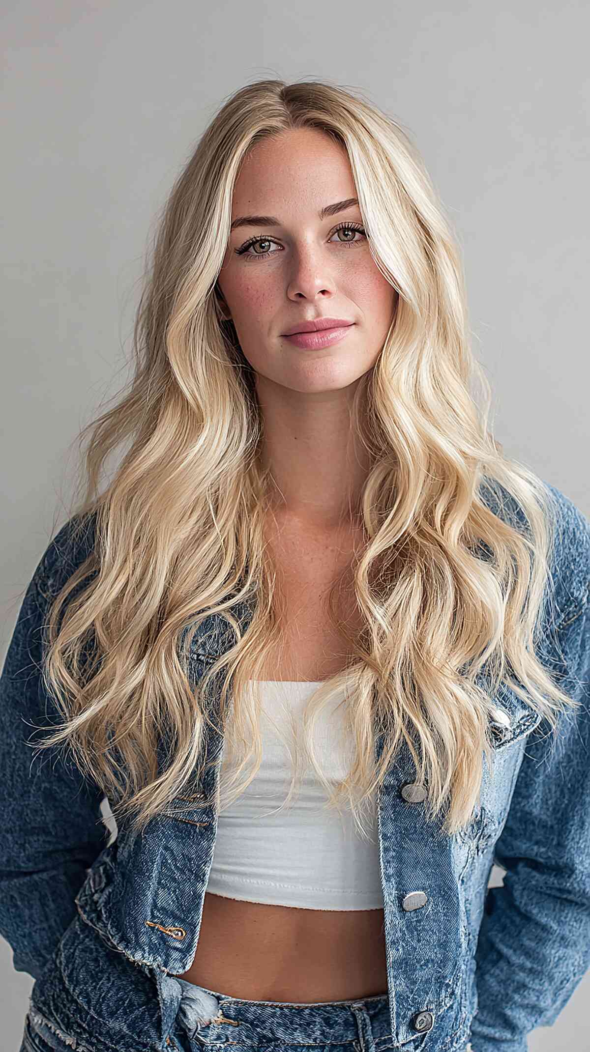 Long Beachy Waves with Soft Highlights