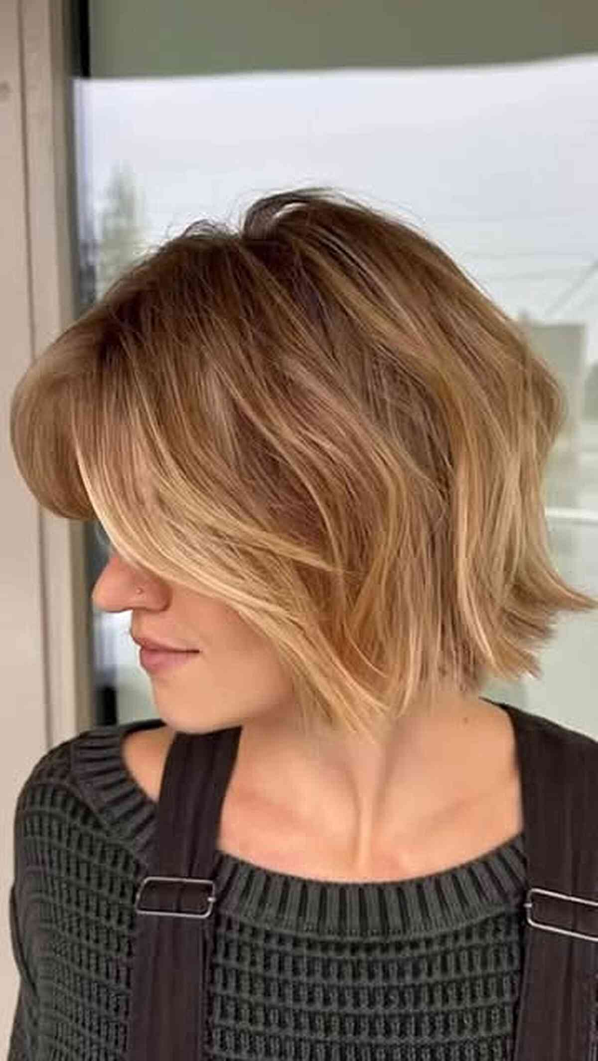 Modern Feathered Bob with Fringe