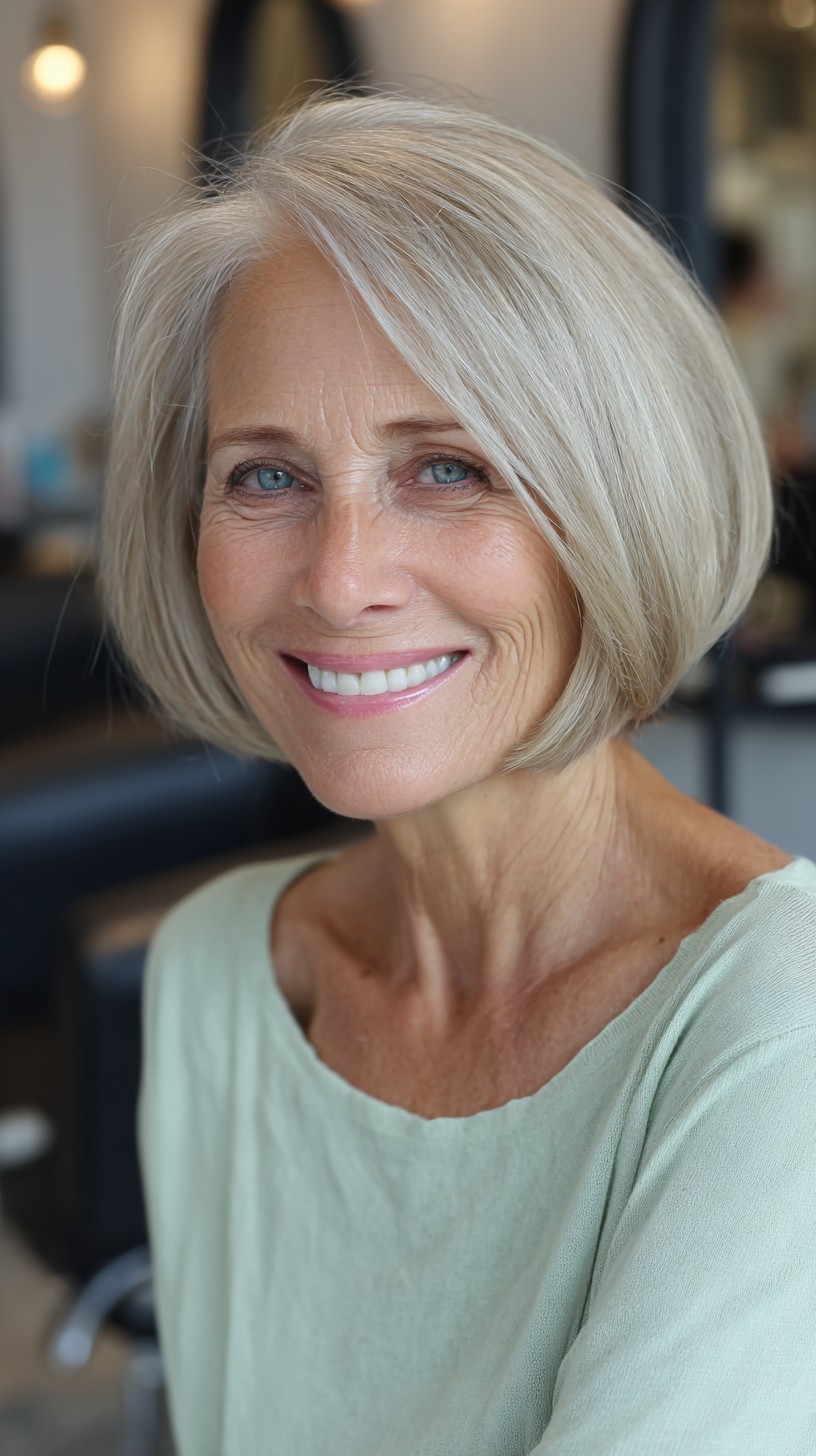 Sleek Rounded Chin-Length Bob with Deep Side Part