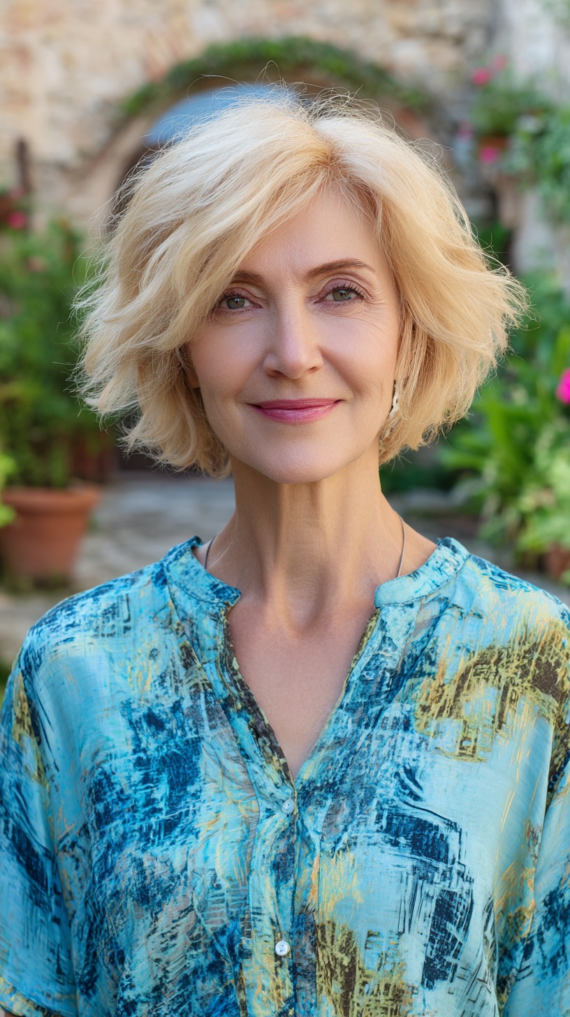 Soft Airlifted Textured Blonde Bob with Feathered Layers