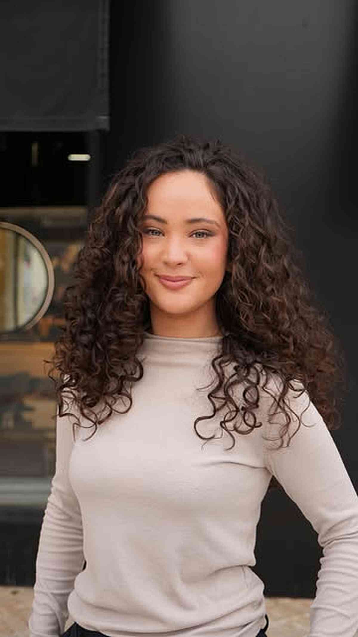 Soft Espresso Layered Curly Cut