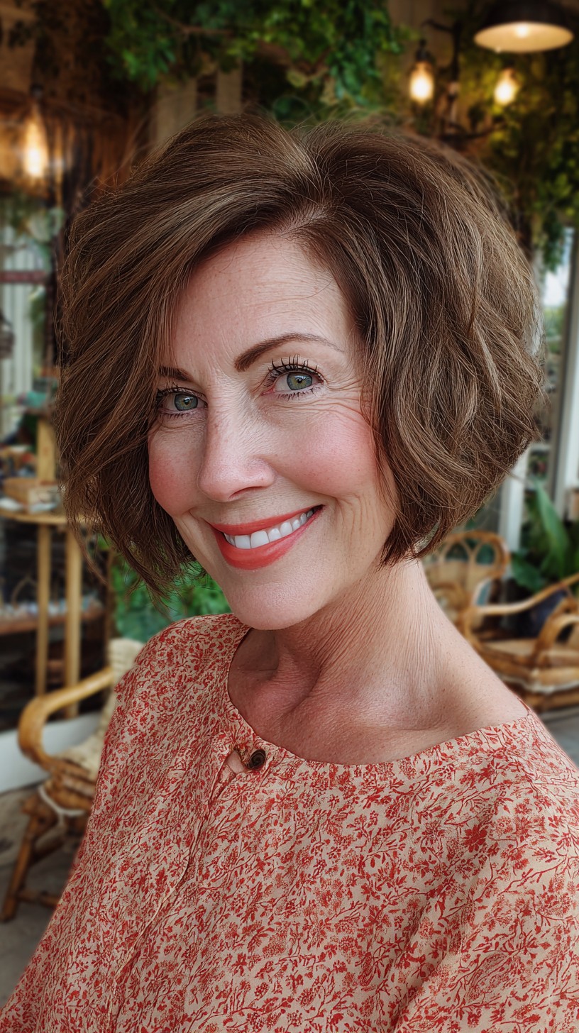 Soft Layered Chin-Length Choppy Bob with Natural Silver Peek