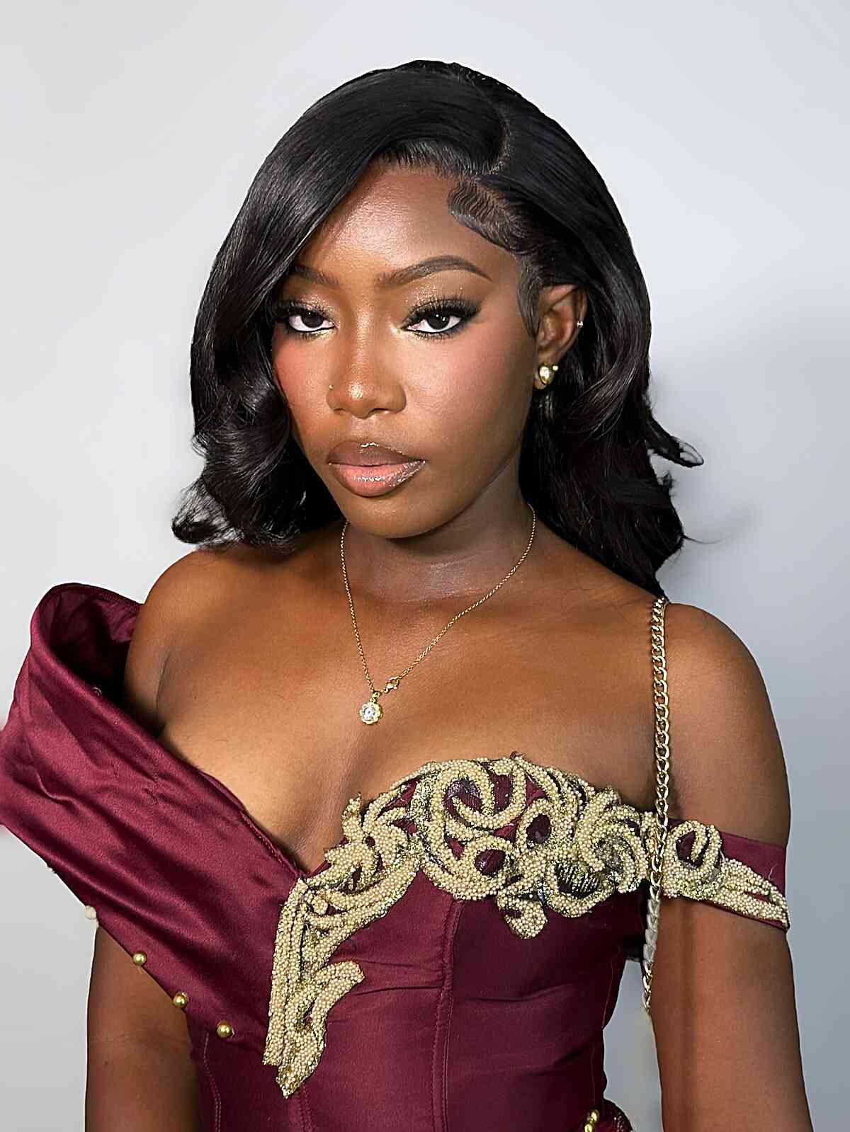 Elegant Deep Wave Hairstyle with Side Part