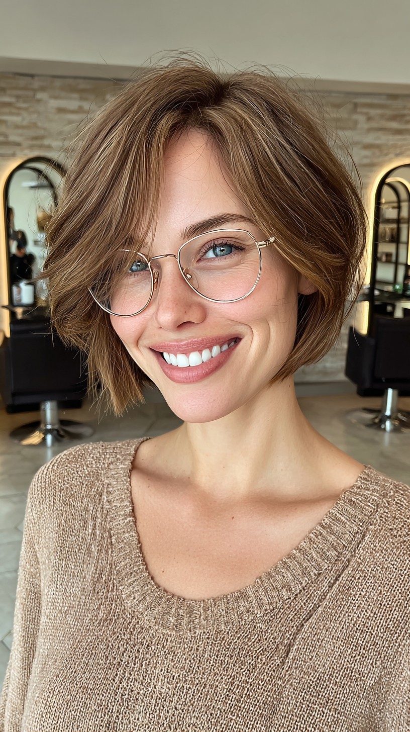 Jaw-Length Textured Bob with Curtain Fringe