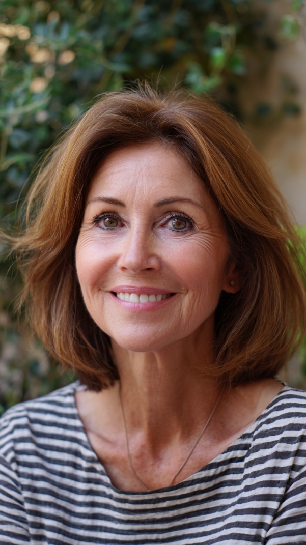 Medium-Length Flared Bob with Root Volume and Soft Face Frame