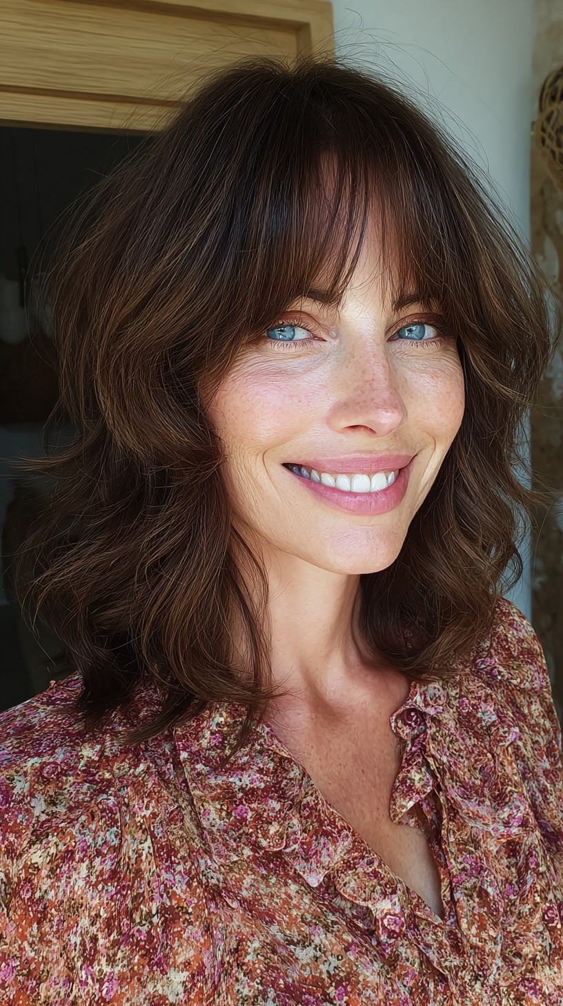 Mid-Depth Chocolate Lob with Airy Curtain Fringe