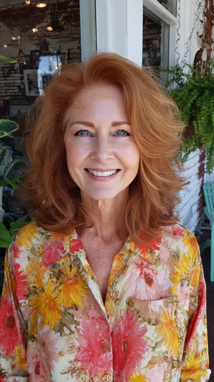 Modern Mid-Shoulder Copper Bob with Rounded Internal Layers
