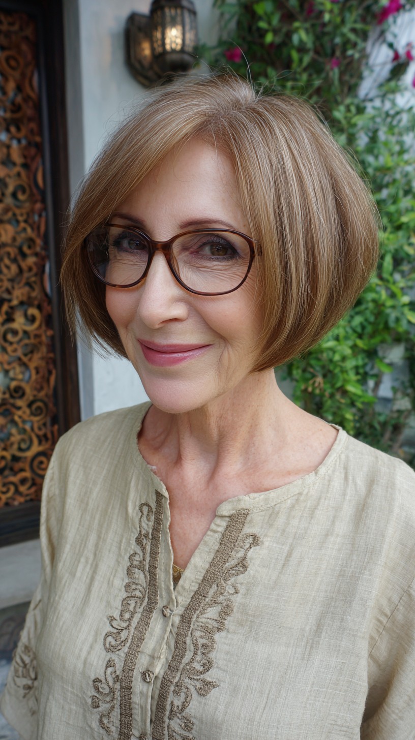 Rounded Chin-Length Bob with Side-Swept Fringe
