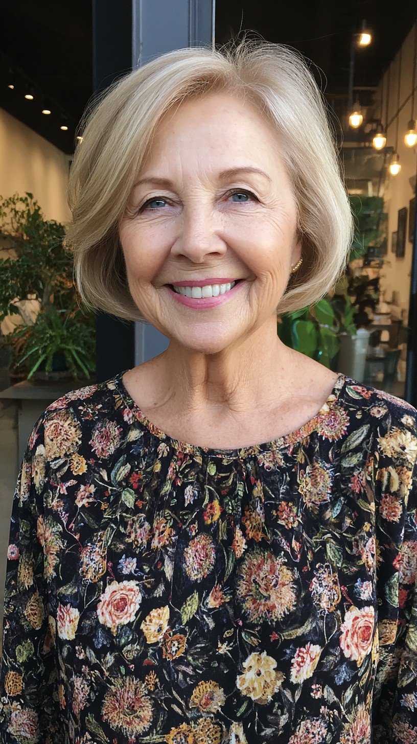 Rounded Chin-Length Bob with Soft Feathered Crown