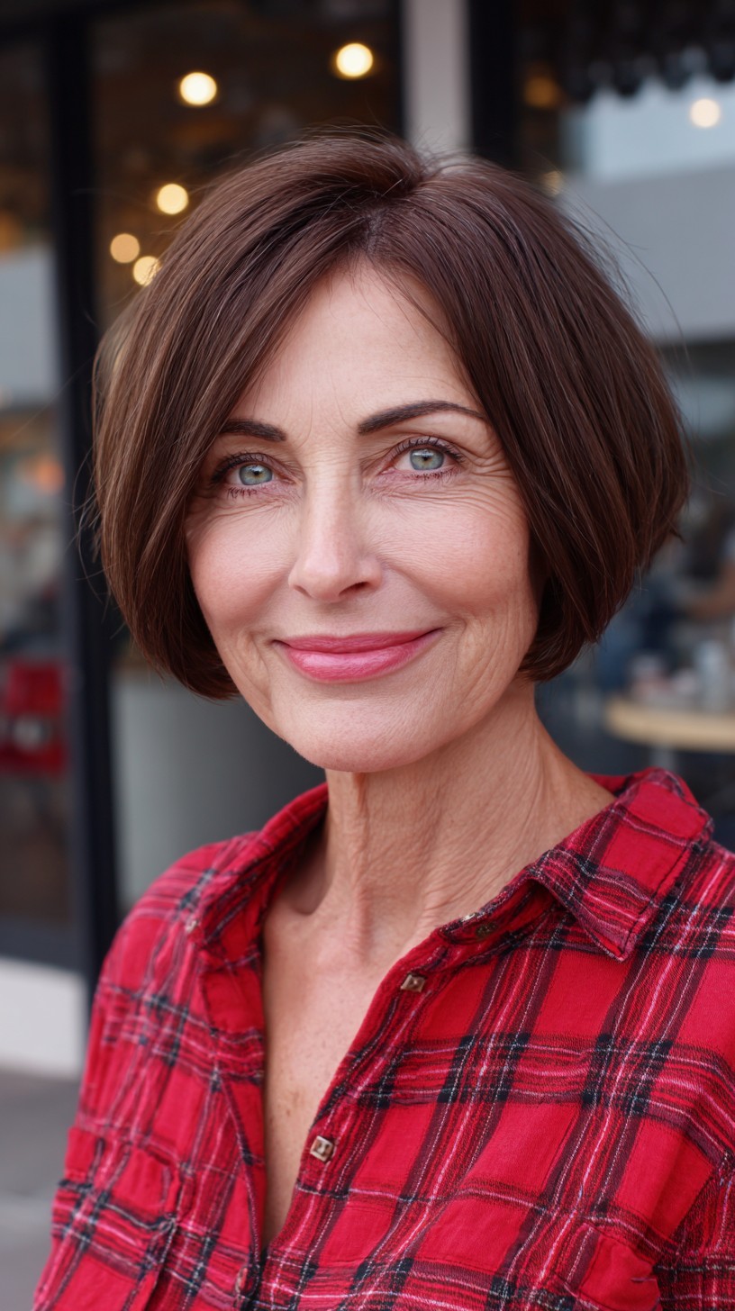 Rounded Graduated Chin-Length Bob with Deep Side Part