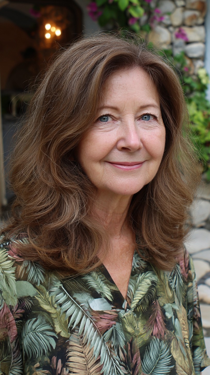 Rounded Mid-Shoulder Layers with Natural Silver Streaks