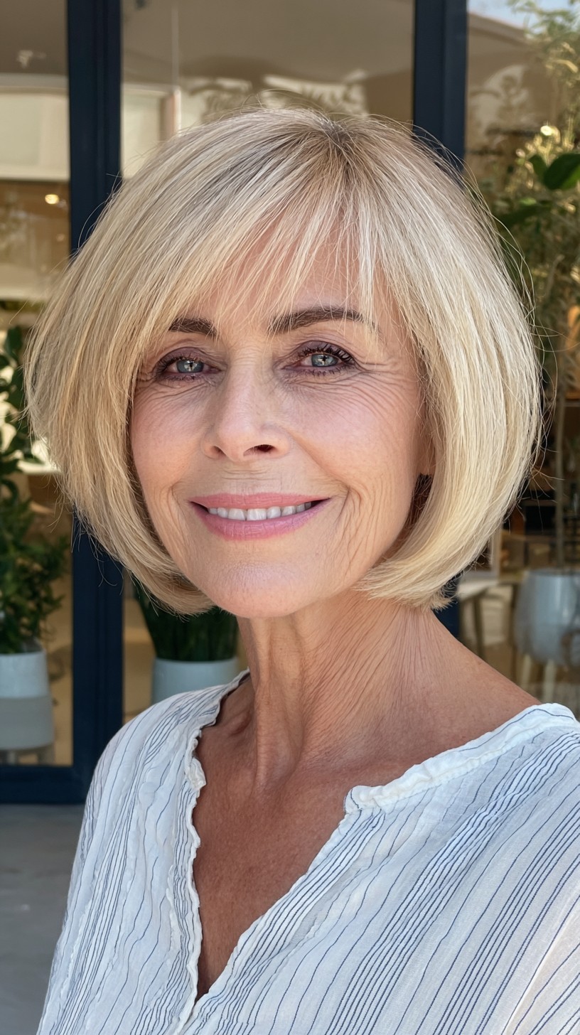 Shapely Rounded Chin-Length Bob with Micro-Fringe