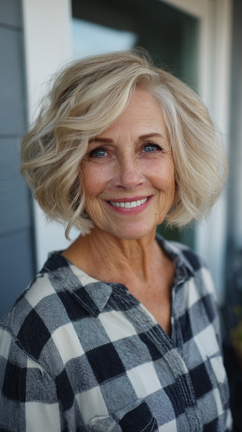 Silver-Lifted Stacked Bubble Bob with Side Sweep