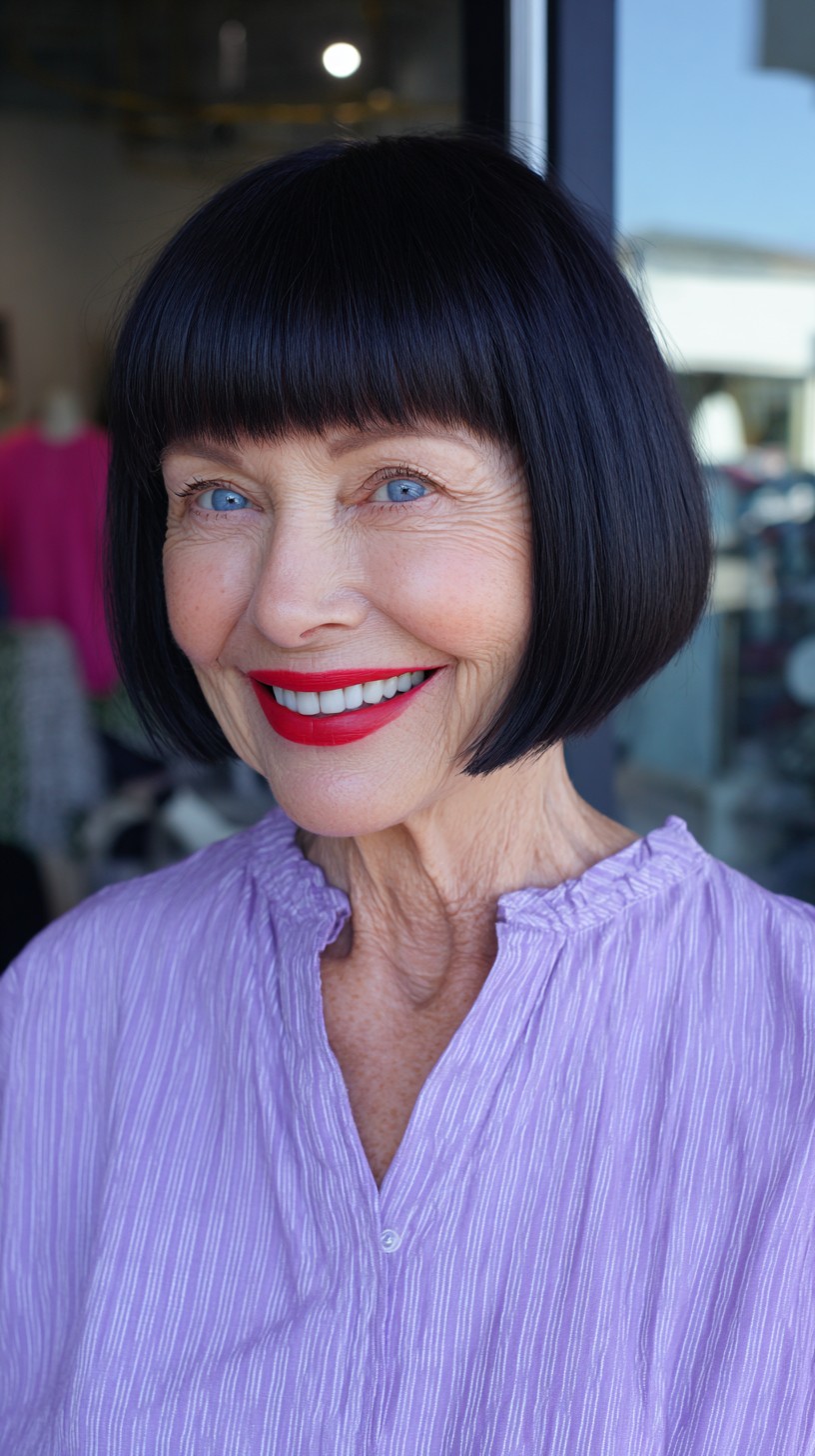Sleek Chin-Grazing Blunt Bob with Micro Blunt Fringe