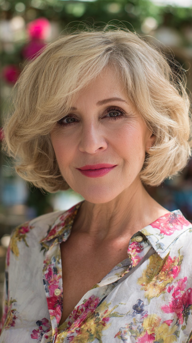 Soft Blended Blonde Chin-Grazing Bob with Root Shadow
