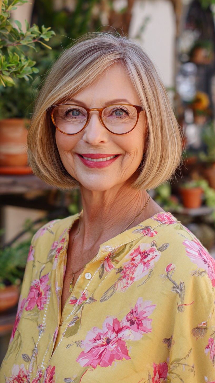Soft Blended Chin-Length Bob with Subtle Silver Highlights