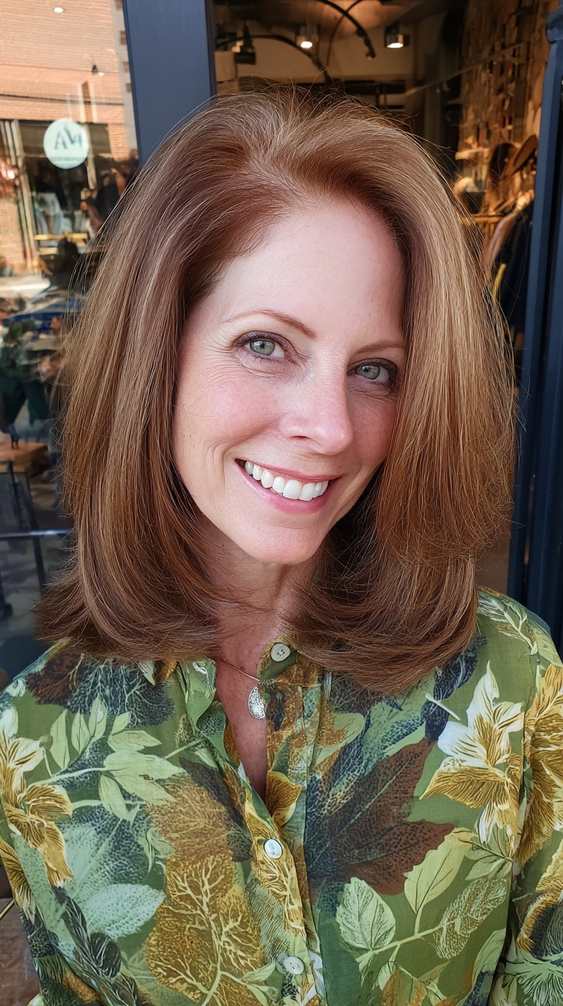 Soft Copper Rounded Shoulder Bob with Root Depth