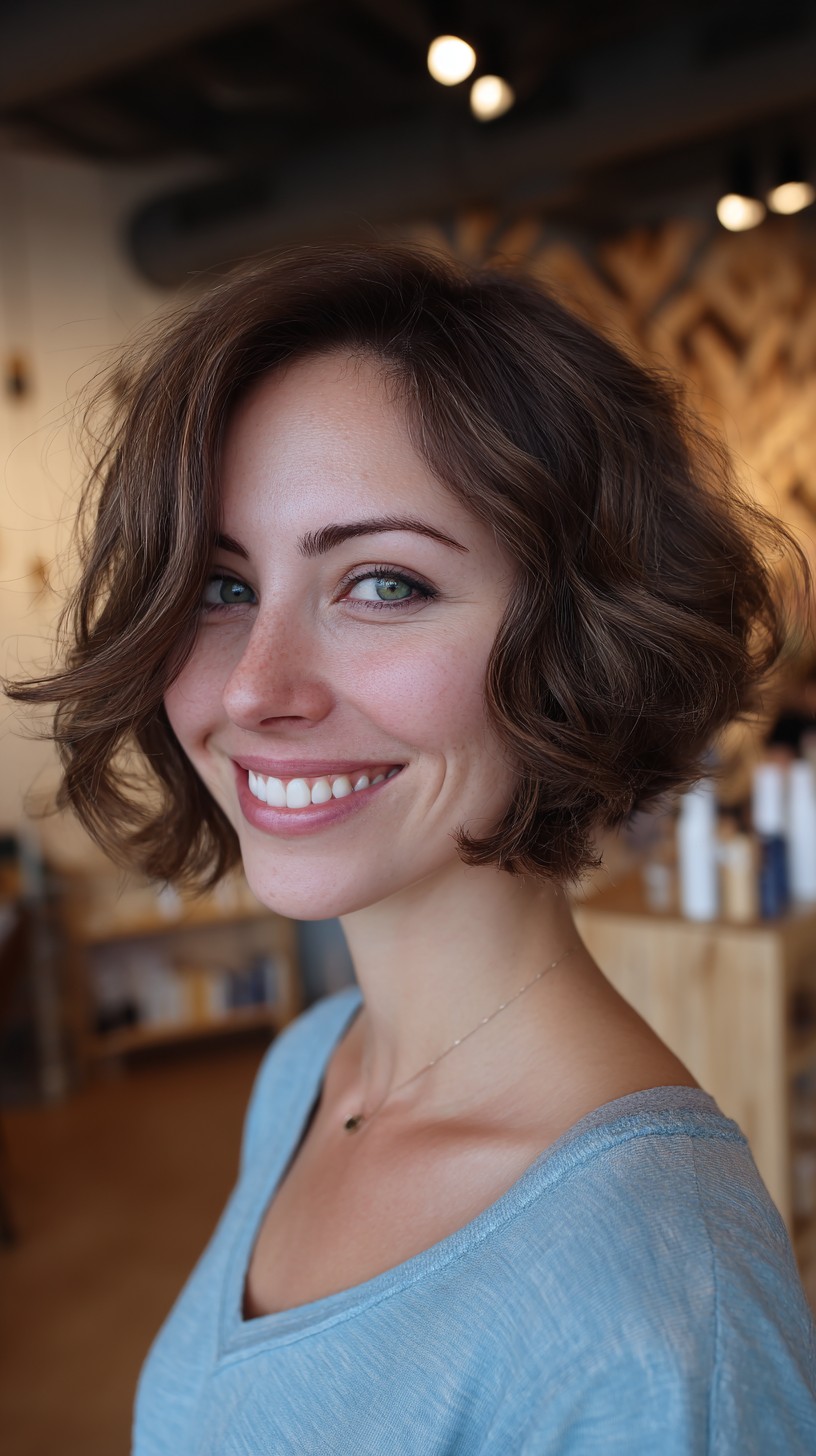 Soft Jaw-Grazing Textured Bob with Natural Waves