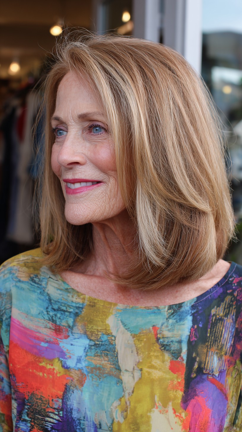 Soft Layered Shoulder-Length Bob with Natural Silver Blend