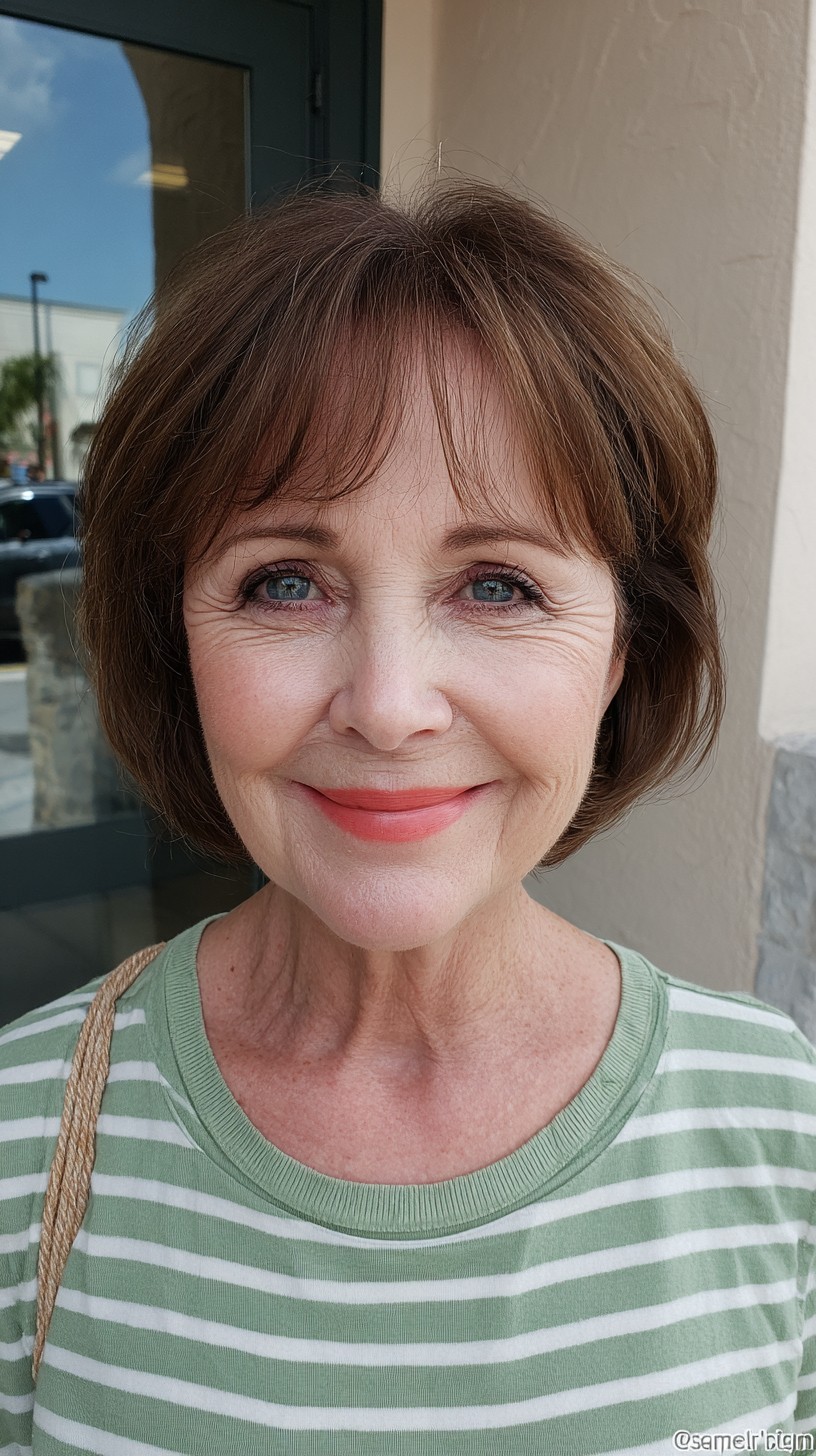 Soft Rounded Chin-Grazing Bob with Micro Curtain Fringe