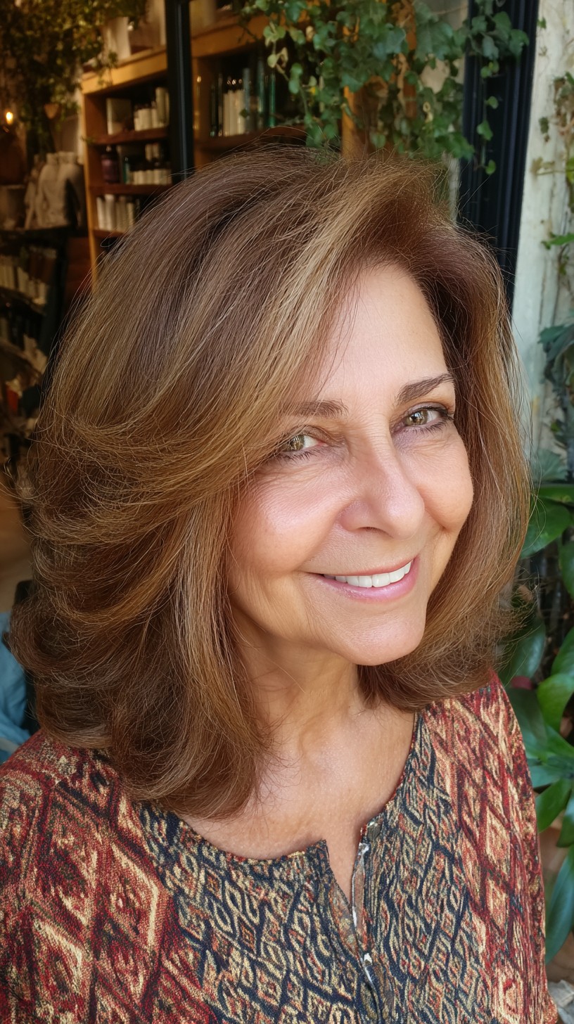 Soft Rounded Shoulder-Length Bob with Lifted Crown and Subtle Highlights