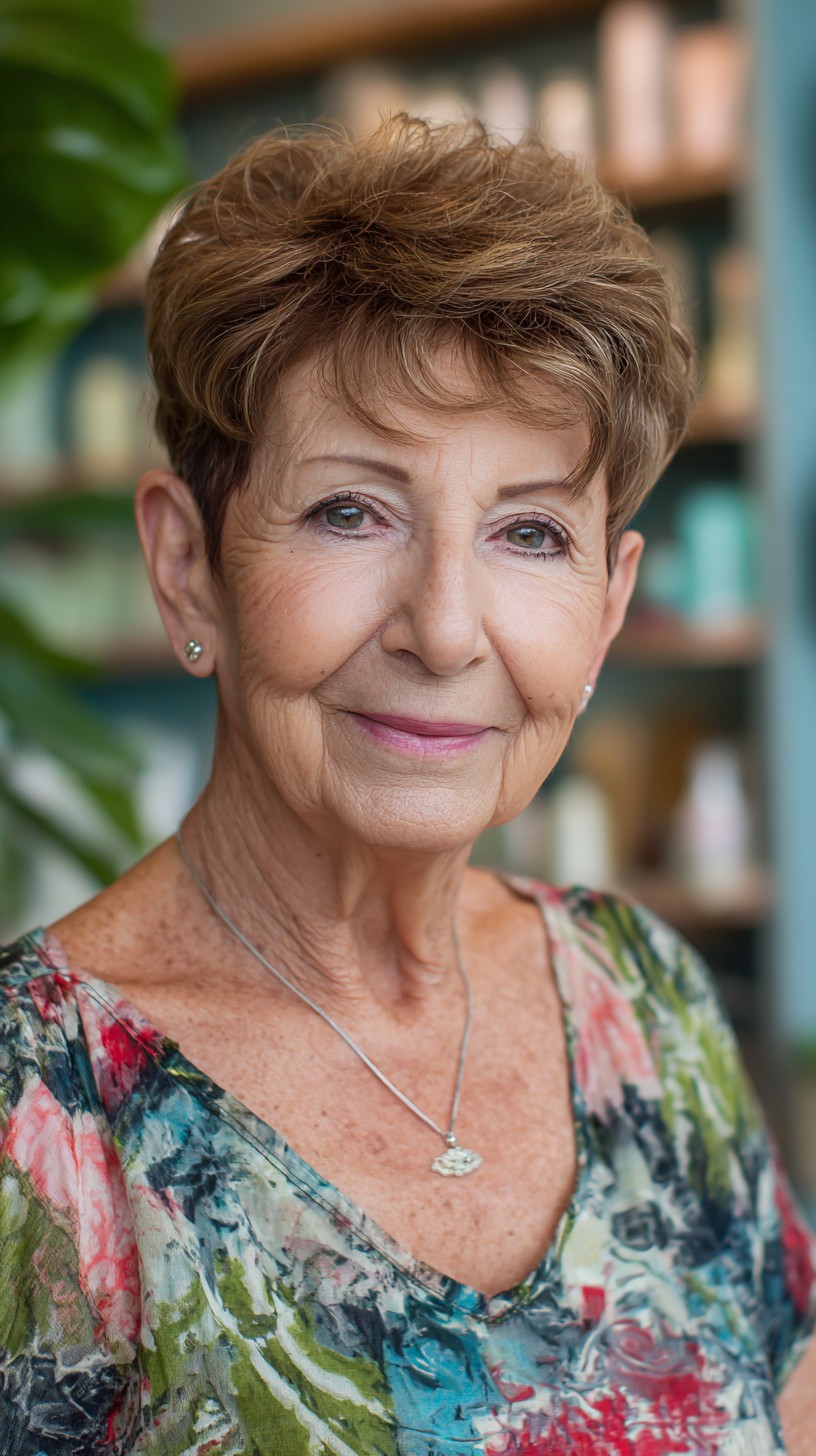 Soft Short Layered Pixie with Textured Crown and Wispy Fringe