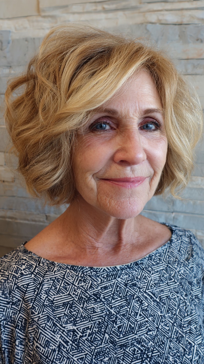 Soft Stacked Jaw-Length Bubble Bob with Root-Shadow Babylights