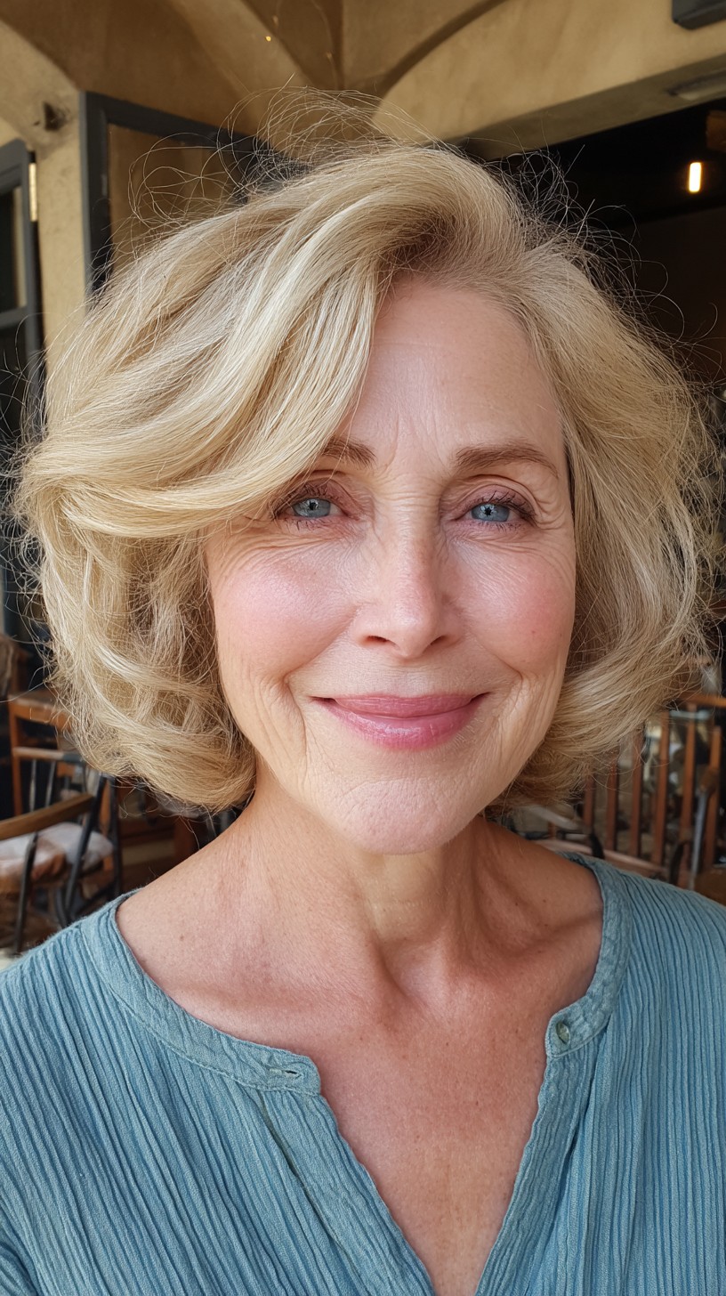 Soft Voluminous Short Bubble Bob with Face-Framing Layers