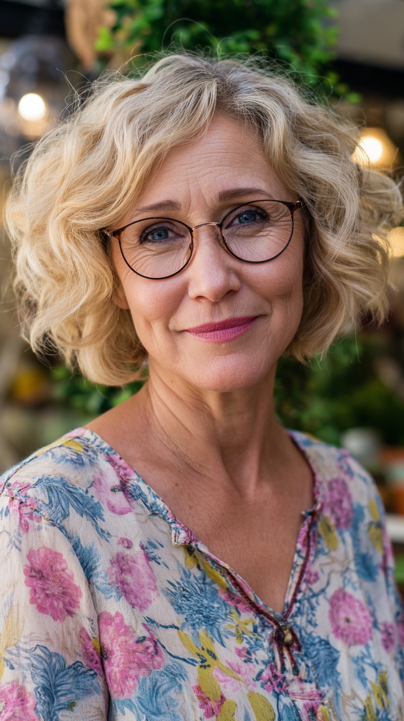Soft Wavy Blonde Glasses-Friendly Chin-Length Bob