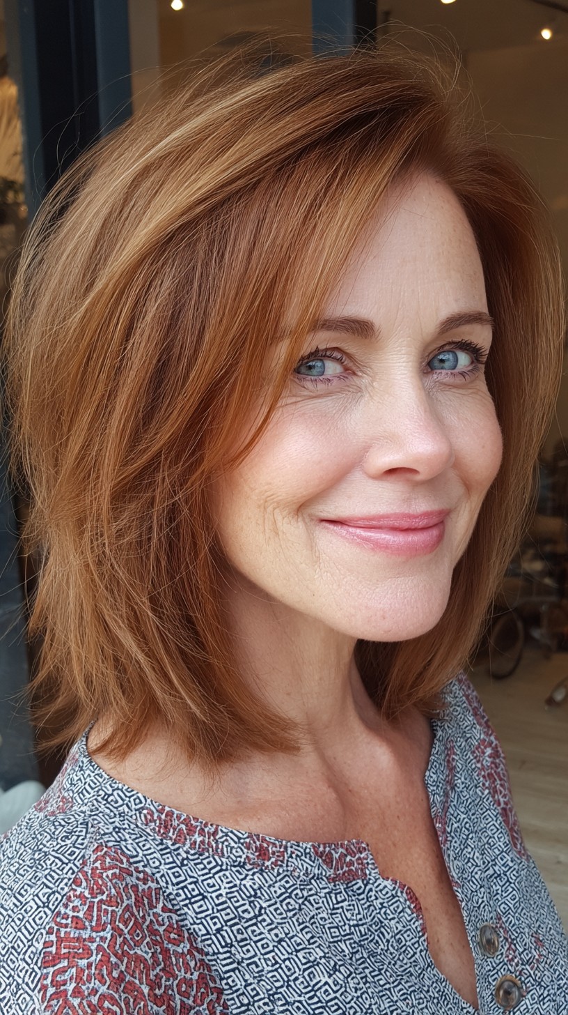 Textured Chestnut Midi Bob with Face-Framing Micro-Layers
