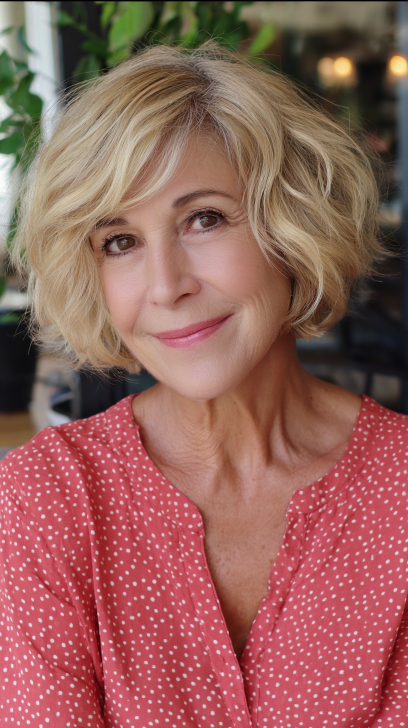 Tousled Blonde Short Bob with Face‑Framing Layers