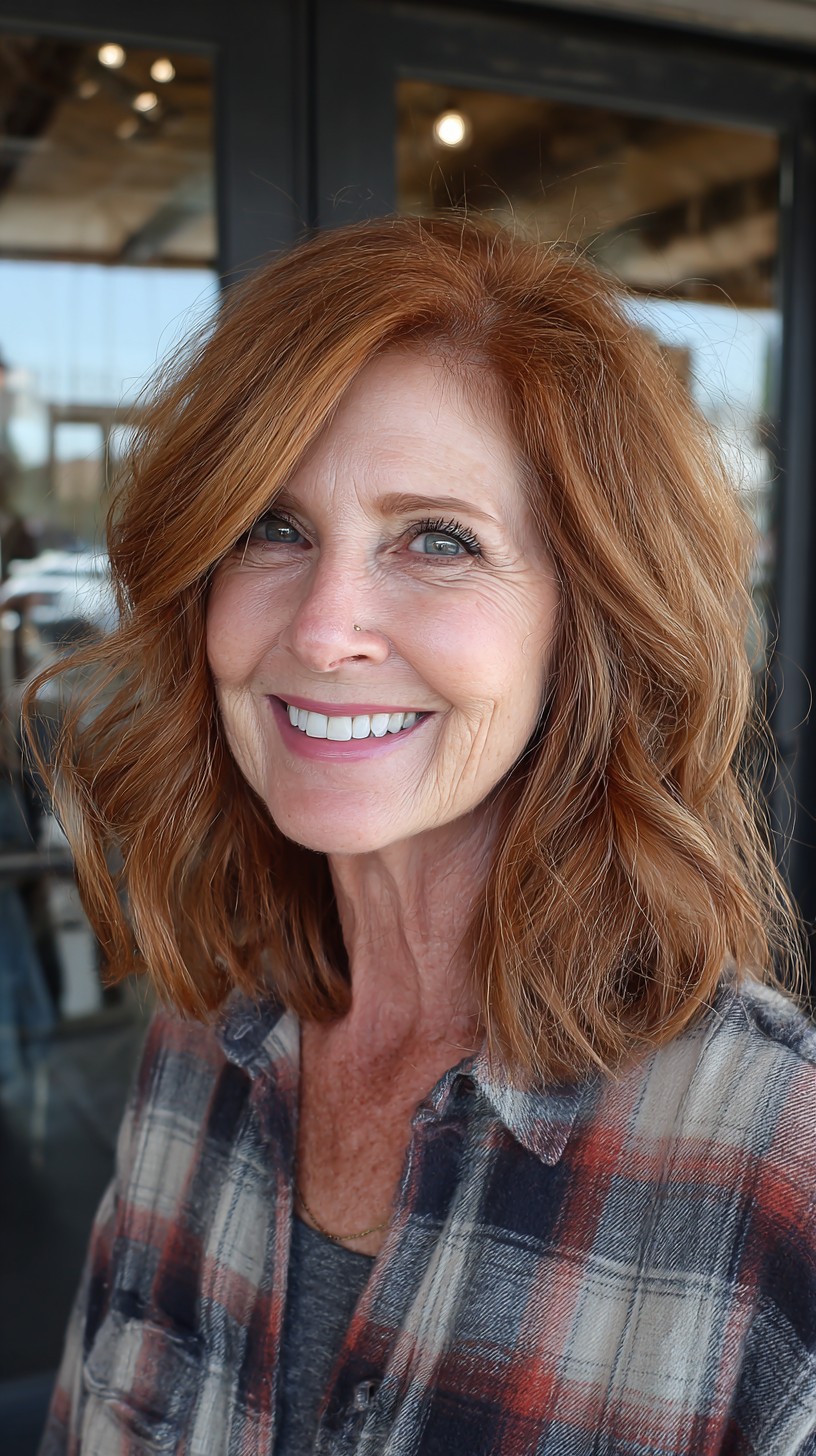 Warm Copper Soft-Layered Shoulder Bob