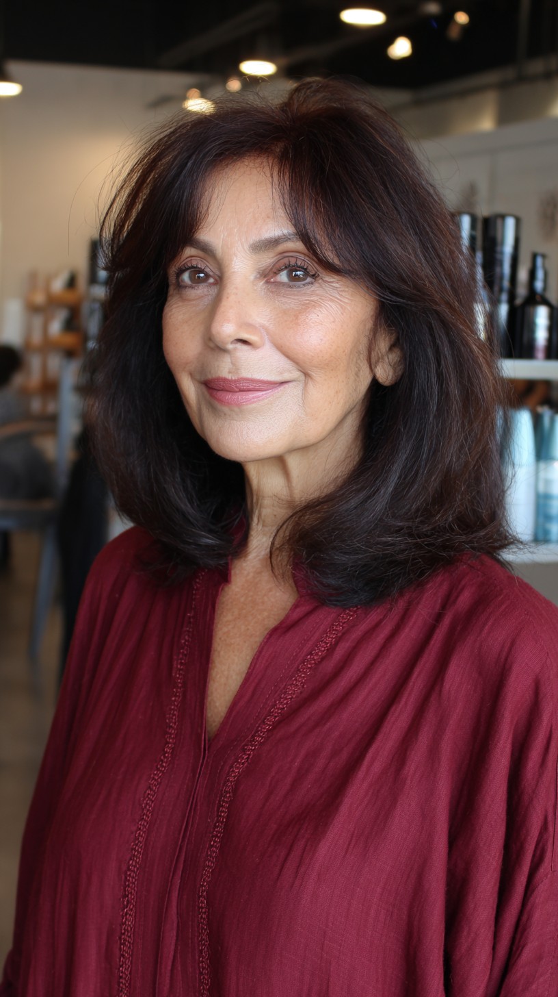 Espresso Chocolate Shoulder-Length with Soft Curtain Fringe