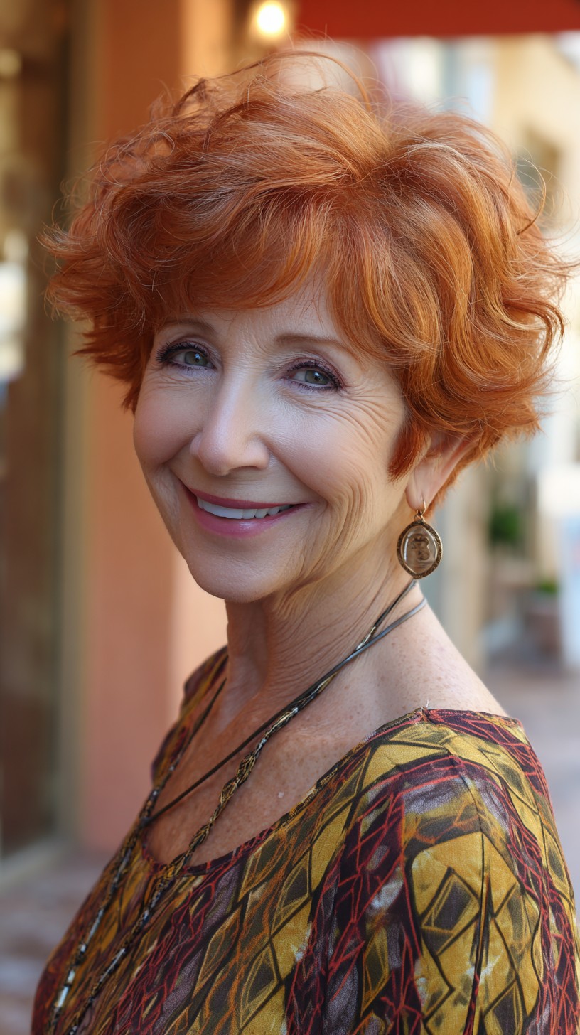 Feathered Copper Pixie with Voluminous Crown