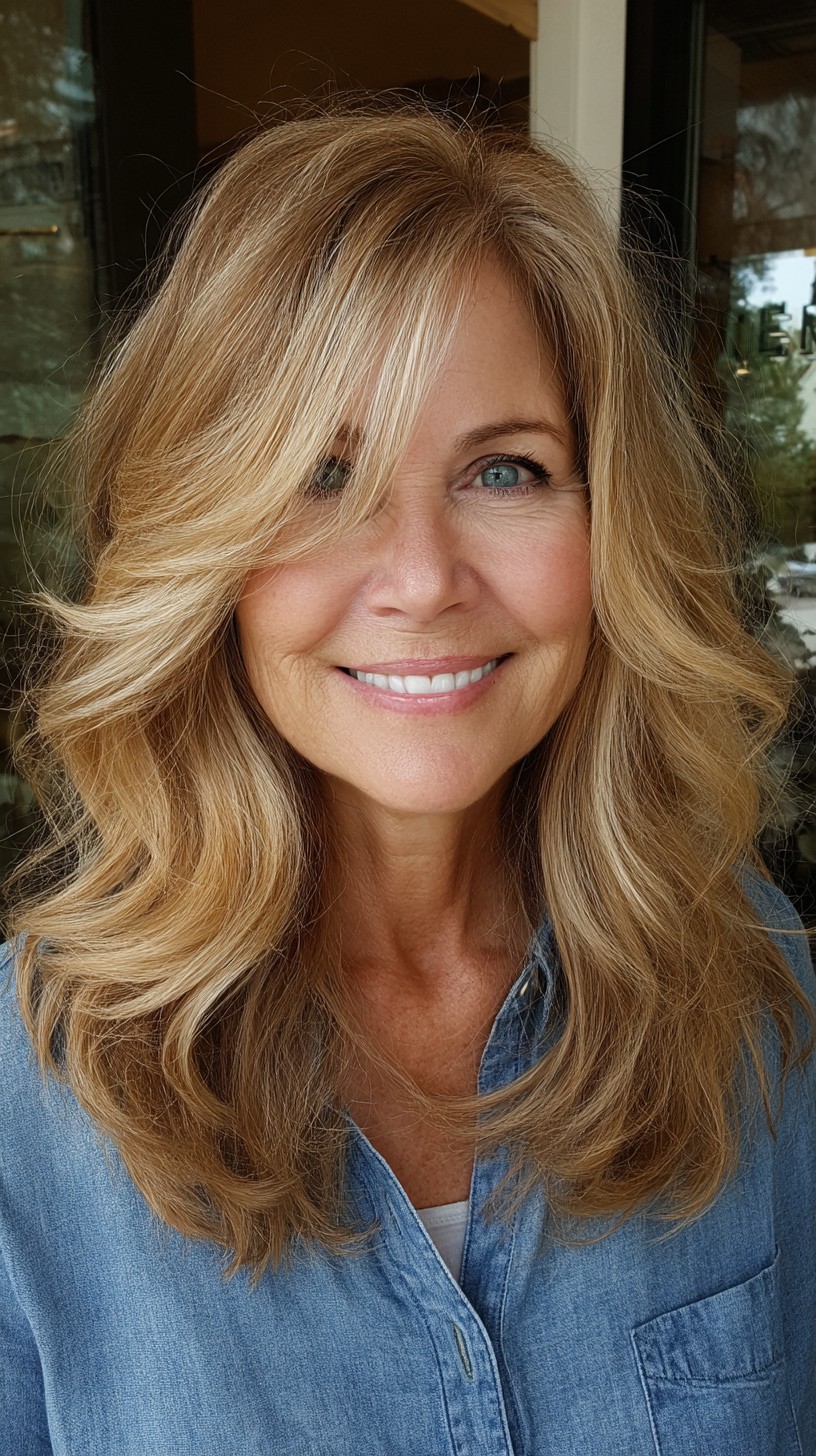 Feathered Mid-Length Layers with Long Curtain Fringe