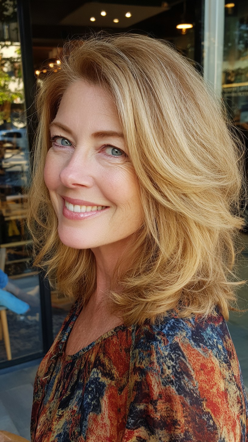 Feathered Shoulder-Length Layers with Face-Framing Lift